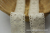 Beige lace/crochet lace trim/Cotton Lace Trim/Lace Insertion Trim/Vintage Lace Trim/lace curtain trim/Insertion  Lace by the yard/CL-02