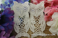 Beige lace applique pair/owl applique/owl patch/Cute Patches/Cotton Patch/Cotton Applique/Lace Medallion/priced for 2 pc/LA-6-1