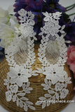 Bridal Lace Applique Pair/Off-white Alencon lace Applique/Boho Wedding Dress Applique/Prom Dress Applique/Luxury Applique/LA-17-1