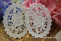 White lace applique pair/rose flower applique/Lace Medallion/Cute Patches/Cotton Patch/Round Applique/priced for 2 pc/LA-20-x