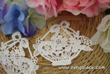 Ivory lace applique pair/flower basket applique/venise lace applique/Cute Patches/Floral Lace Applique/Lace Medallion/priced for 2pc/LA-21-1