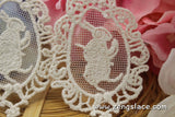 Lace applique pair/bunny rabbit applique/Lace Medallion/Cute Patches/Cotton Applique/Cotton Patch/Round Applique/priced for 2pcs/LA-22-1