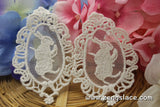 Lace applique pair/bunny rabbit applique/Lace Medallion/Cute Patches/Cotton Applique/Cotton Patch/Round Applique/priced for 2pcs/LA-22-1