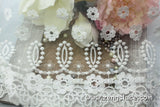 Off-white lace trim with floral embroidery, white lace fabric, wedding lace, unique bridal lace/13 3/4 inches wide lace by the yard/EL-63