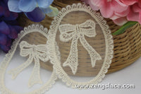 Beige Lace Applique Pair/Lace Medallion/Cute Patches/Bowtie Applique/Cotton Patch/Cotton Applique/Round Applique/priced for 2pc/LA-1-1