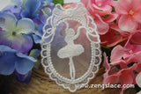 White lace applique pair/ballet dancing girl applique/Lace Medallion/Cute Patches/Cotton Patch/Round Applique/priced for 2pc/LA-13-1