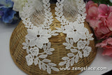 Bridal Lace Applique Pair/Off-white Alencon lace Applique/Boho Wedding Dress Applique/Prom Dress Applique/Luxury Applique/LA-17-1