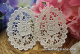 White lace applique pair/rose flower applique/Lace Medallion/Cute Patches/Cotton Patch/Round Applique/priced for 2 pc/LA-20-x