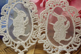 Lace applique pair/bunny rabbit applique/Lace Medallion/Cute Patches/Cotton Applique/Cotton Patch/Round Applique/priced for 2pcs/LA-22-1