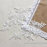 Bridal Lace Applique Pair/Off-white Alencon lace Applique/Boho Wedding Dress Applique/Prom Dress Applique/Luxury Applique/ALA-06