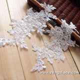 Bridal Lace Applique Pair/Off-white Alencon lace Applique/Boho Wedding Dress Applique/Prom Dress Applique/Luxury Applique/ALA-02