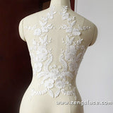 Bridal Lace Applique/Off-white Alencon Lace Applique/Boho Wedding Dress Applique/Prom Dress Applique/Luxury applique/ALA-07