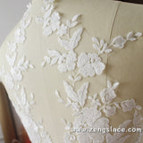 Bridal Lace Applique/Off-white Alencon Lace Applique/Boho Wedding Dress Applique/Prom Dress Applique/Luxury applique/ALA-07