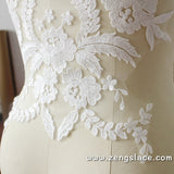 Bridal Lace Applique/Off-white Alencon Lace Applique/Boho Wedding Dress Applique/Prom Dress Applique/Luxury applique/ALA-07