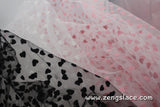 Organza tulle lace fabric with heart-shaped pattern on it, tulle fabric, castteam, wide lace/Prom Dress Fabric lace by the yard/FL-04