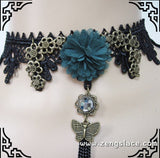 Gothic Choker Necklace/Gothic Jewelry/Steampunk Necklace/Beaded Choker/Victorian Necklace/Vampire Necklace/Gothic Decor/Lace Choker/LN-01