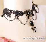 Gothic Choker Necklace/Gothic Jewelry/Steampunk Necklace/Beaded Choker/Victorian Necklace/Vampire Necklace/Gothic Decor/Lace Choker/LN-04-BK