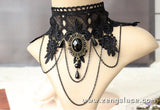 Gothic Choker Necklace/Gothic Jewelry/Steampunk Necklace/Beaded Choker/Victorian Necklace/Vampire Necklace/Gothic Decor/Lace Choker/LN-12-BK