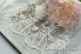 Off-white lace trim with unique floral pattern embroidery/white lace fabric/wedding lace/bridal lace/13 inches wide lace by the yard/EL-56