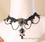 Gothic Choker Necklace/Gothic Jewelry/Steampunk Necklace/Beaded Choker/Victorian Necklace/Vampire Necklace/Gothic Decor/Lace Choker/LN-04-BK