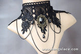 Gothic Choker Necklace/Gothic Jewelry/Steampunk Necklace/Beaded Choker/Victorian Necklace/Vampire Necklace/Gothic Decor/Lace Choker/LN-12-BK