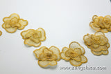 Floral Golden Fabric Flowers/Cute Patches/DIY Hair Bow Flowers/Lace flowers/Lace Applique/3D lace flower/Priced for 4 pieces/DL-08