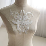 Bridal Lace Applique/Off-white Alencon Lace Applique/Boho Wedding Dress Applique/Prom Dress Applique/Luxury applique/ALA-18