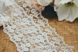 Beige mesh lace trim with floral embroidery, floral lace, bridal lace, lace embroidery, floral embroidery, lace by the yard. ee-19-01