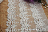 lace trim with floral embroidery, off-white lace fabric, wedding lace, unique bridal lace, lace romper, lace skirt/lace by the yard/EL-67-OW