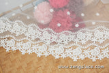 lace trim with floral embroidery, off-white lace fabric, wedding lace, unique bridal lace, lace dress, lace skirt/lace by the yard/EL-69-OW