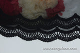 Black lace trim with embroidery, scalloped edge lace trim, black lace fabric, soft lace trim, wide lace trim/lace by the yard/ EL-73-BL