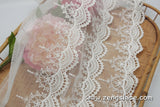 lace trim with floral embroidery/boho romper lace/layered lace/off-white lace/wedding lace/unique bridal lace top/lace by the yard/EL-77-OW