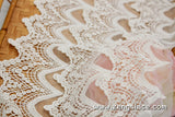 lace trim with floral embroidery, scalloped edge lace, off-white lace fabric/wedding lace dress/unique bridal lace/lace by the yard/EL-79-OW