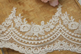 Cream Alencon lace trim/Lace Wedding Dress Lace Fabric/Boho Wedding Dress/Prom Dress/Boho Dress/Bridal Veil Lace/Lace Trim By the yard/AL-13