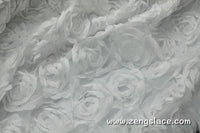 Rose lace fabric/Unique Bridal Lace Top/3D Lace Fabric/Floral Lace Fabric/Chiffon Lace/White lace fabric/Prom Dress/Lace by the yard/FL-08