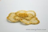 Floral Golden Fabric Flowers/Cute Patches/DIY Hair Bow Flowers/Lace flowers/Lace Applique/3D lace flower/Priced for 4 pieces/DL-08