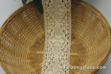 Wide Lace Trim/Beige Lace Trim/lace curtain trim/Cotton Trim Lace/Crochet Lace/Vintage Lace/Edwardian Lace/Insertion Lace by the yard CL-15