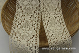 Wide Lace Trim/Beige Lace Trim/lace curtain trim/Cotton Trim Lace/Crochet Lace/Vintage Lace/Edwardian Lace/Insertion Lace by the yard CL-15