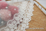 lace trim with floral embroidery, off-white lace fabric, wedding lace, unique bridal lace, lace dress, lace skirt/lace by the yard/EL-69-OW