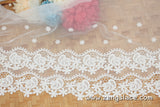 lace trim with floral embroidery, off-white lace fabric, wedding lace, unique bridal lace, lace dress, lace skirt/lace by the yard/EL-69-OW