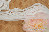 lace trim with floral embroidery, white lace fabric, lace skirt, lace dress, wedding lace, unique bridal lace/lace by the yard/EL-71-OW