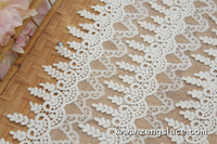 lace trim with floral embroidery, off-white lace fabric, lace romper, lace dress,wedding lace, unique bridal lace/lace by the yard/EL-72-OW