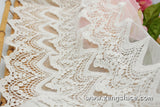 lace trim with floral embroidery, scalloped edge lace, off-white lace fabric/wedding lace dress/unique bridal lace/lace by the yard/EL-79-OW