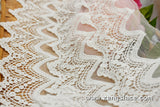 lace trim with floral embroidery, scalloped edge lace, off-white lace fabric/wedding lace dress/unique bridal lace/lace by the yard/EL-79-OW