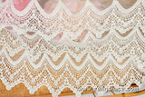 lace trim with floral embroidery, scalloped edge lace, off-white lace fabric/wedding lace dress/unique bridal lace/lace by the yard/EL-79-OW