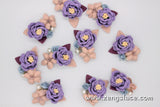 Wedding Corsage Purple/Cute Patches/3D Flower Applique/Bridal Applique/Show Clips/Shoe Applique/Beaded Applique/Priced for one piece/DL-18