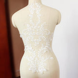 Bridal Lace Applique/Off-white Alencon Lace Applique/Boho Wedding Dress Applique/Prom Dress Applique/Luxury applique/ALA-10