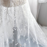 Off-White Lace Fabric/Unique Bridal Lace Fabric/Lace Wedding Dress Fabric Embroidered with Branches/Boho Wedding Dress/Evening Dress/FL-20