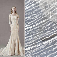 Off-White Lace Fabric/Boho Wedding Dress/Luxury Lace Wedding Dress/Unique Bridal Lace/Prom Dress/Evening Dress/FL-42