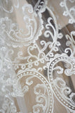 Beaded Bridal Lace Fabric/Beaded Alencon Lace/Lace Wedding Dress/Prom Dress Fabric/Evening Dress/Unique Bridal Lace/FL-63